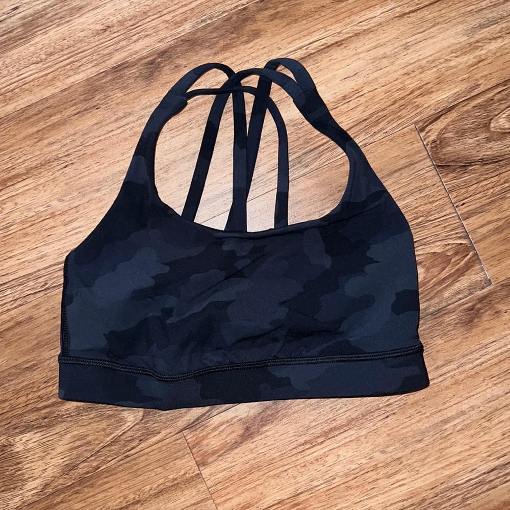 Lululemon sports bra, camo and black, extra small